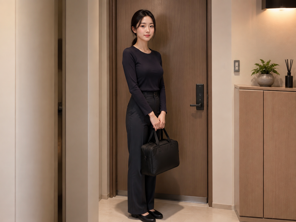 인천 송도 방문 홈케어 일정을 준비하는 젊은 성인 한국 여성 관리사